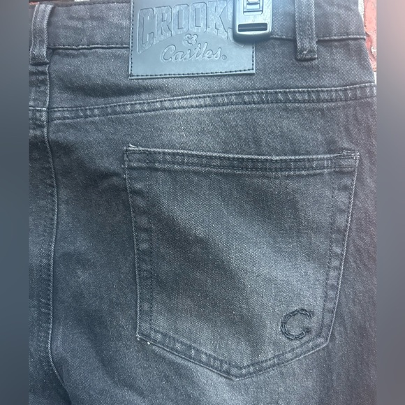 NWT Crooks & Castles Men’s Black Wash Size 33 x 34 Straight Leg Denim Jeans E6 - Picture 7 of 8